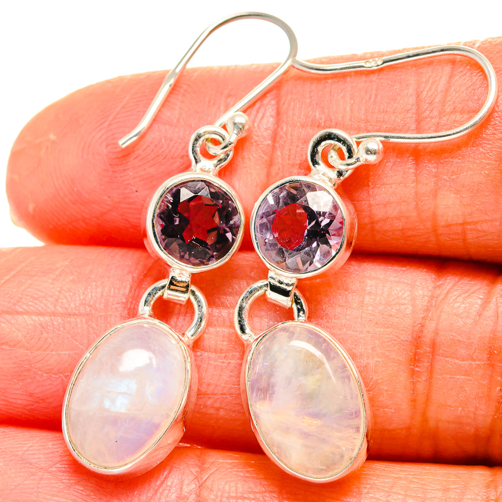 Rainbow Moonstone Earrings handcrafted by Anasilvercos - EARR424922