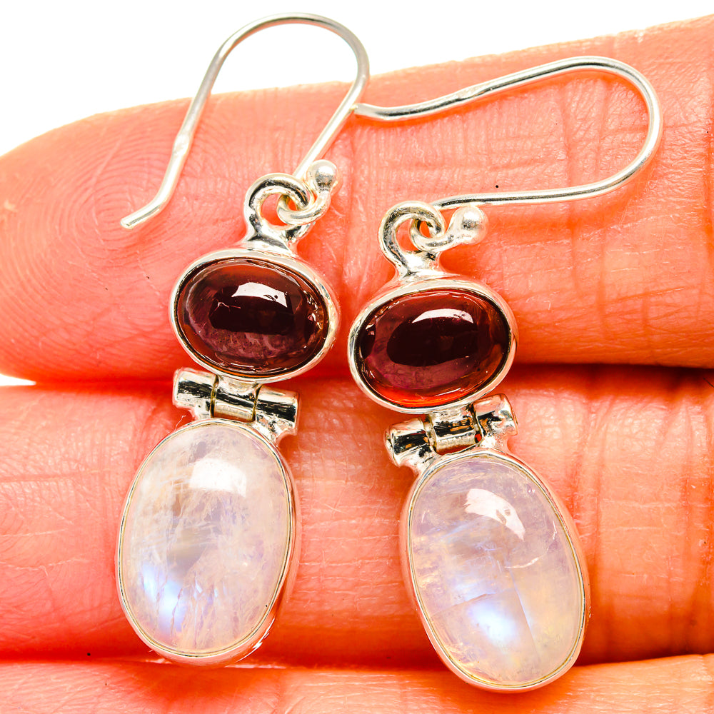 Rainbow Moonstone Earrings handcrafted by Anasilvercos - EARR424923