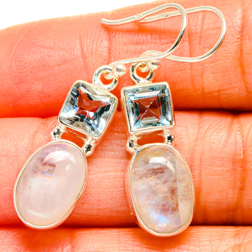 Rainbow Moonstone Earrings handcrafted by Anasilvercos - EARR424933