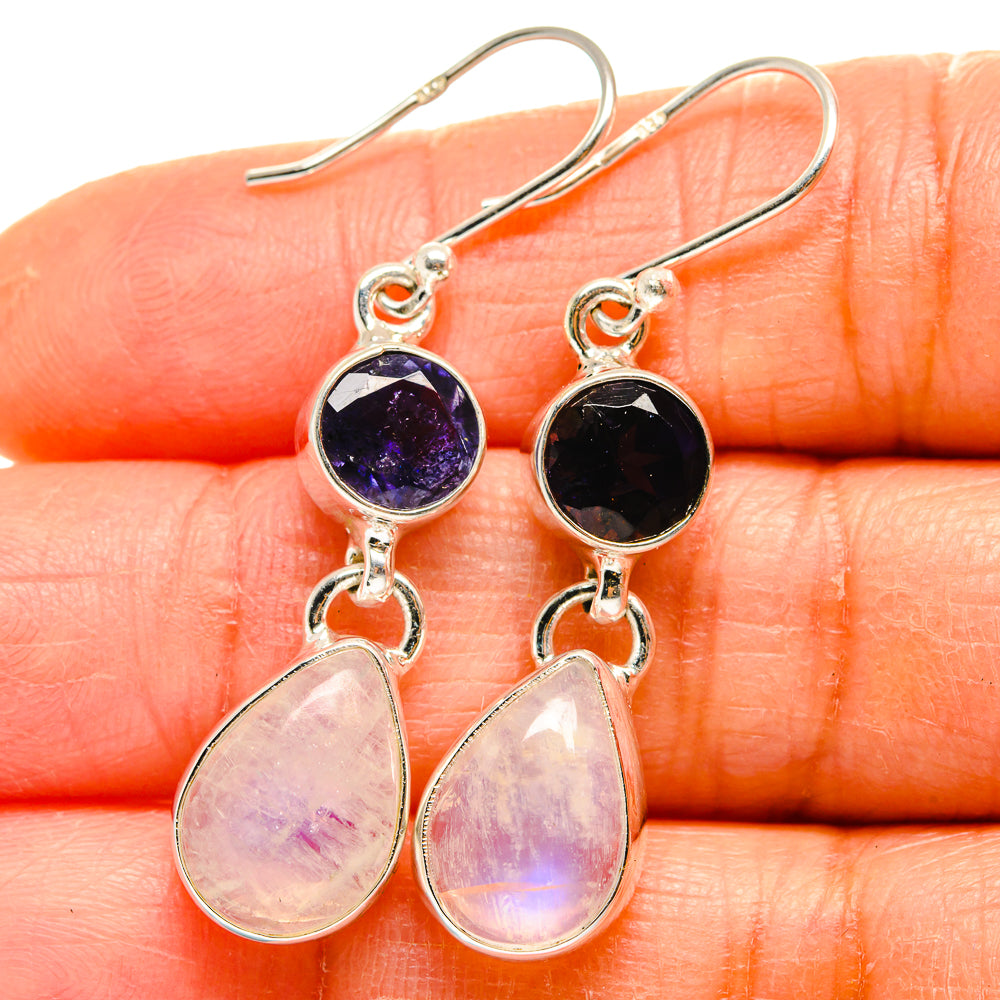 Rainbow Moonstone Earrings handcrafted by Anasilvercos - EARR424943
