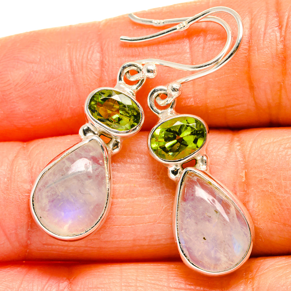 Rainbow Moonstone Earrings handcrafted by Anasilvercos - EARR424956
