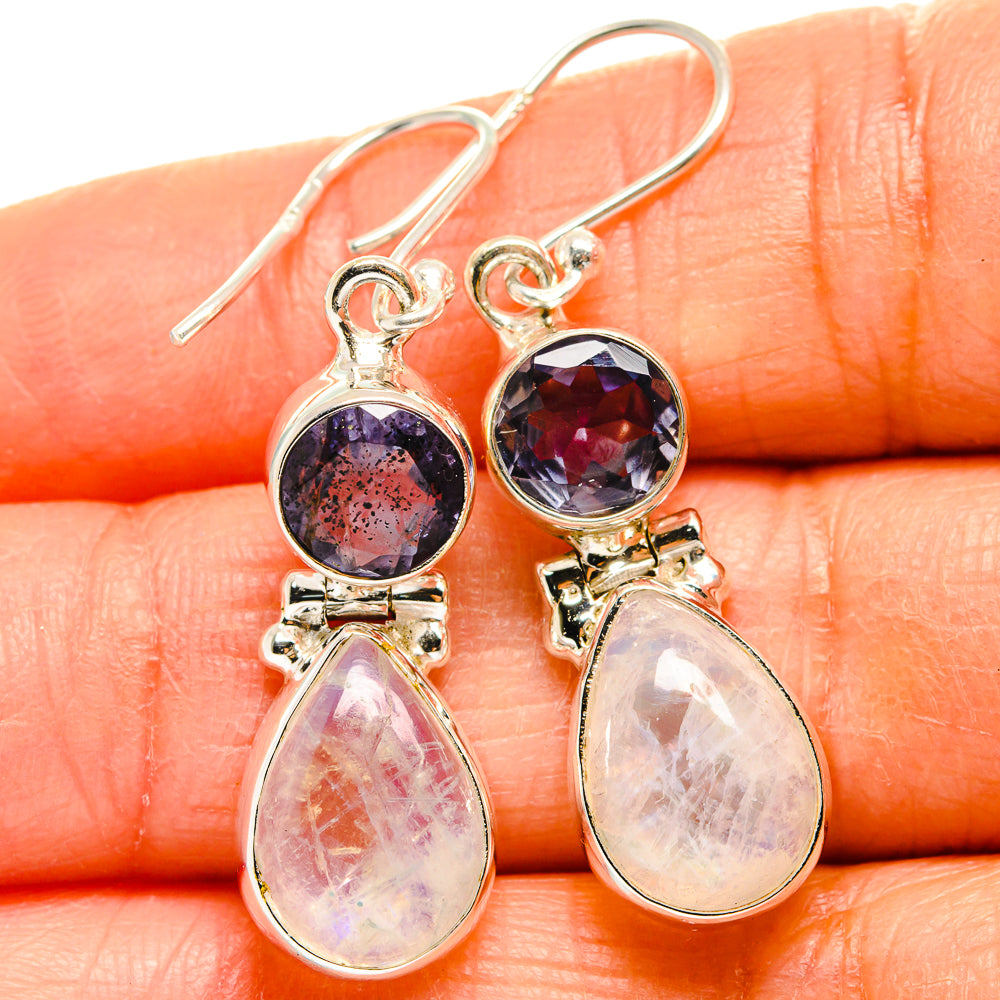 Rainbow Moonstone Earrings handcrafted by Anasilvercos - EARR424958