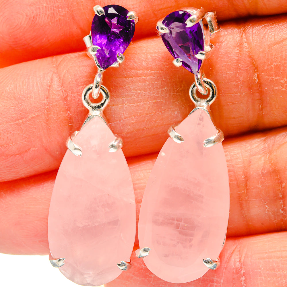 Rose Quartz Earrings handcrafted by Anasilvercos - EARR424960