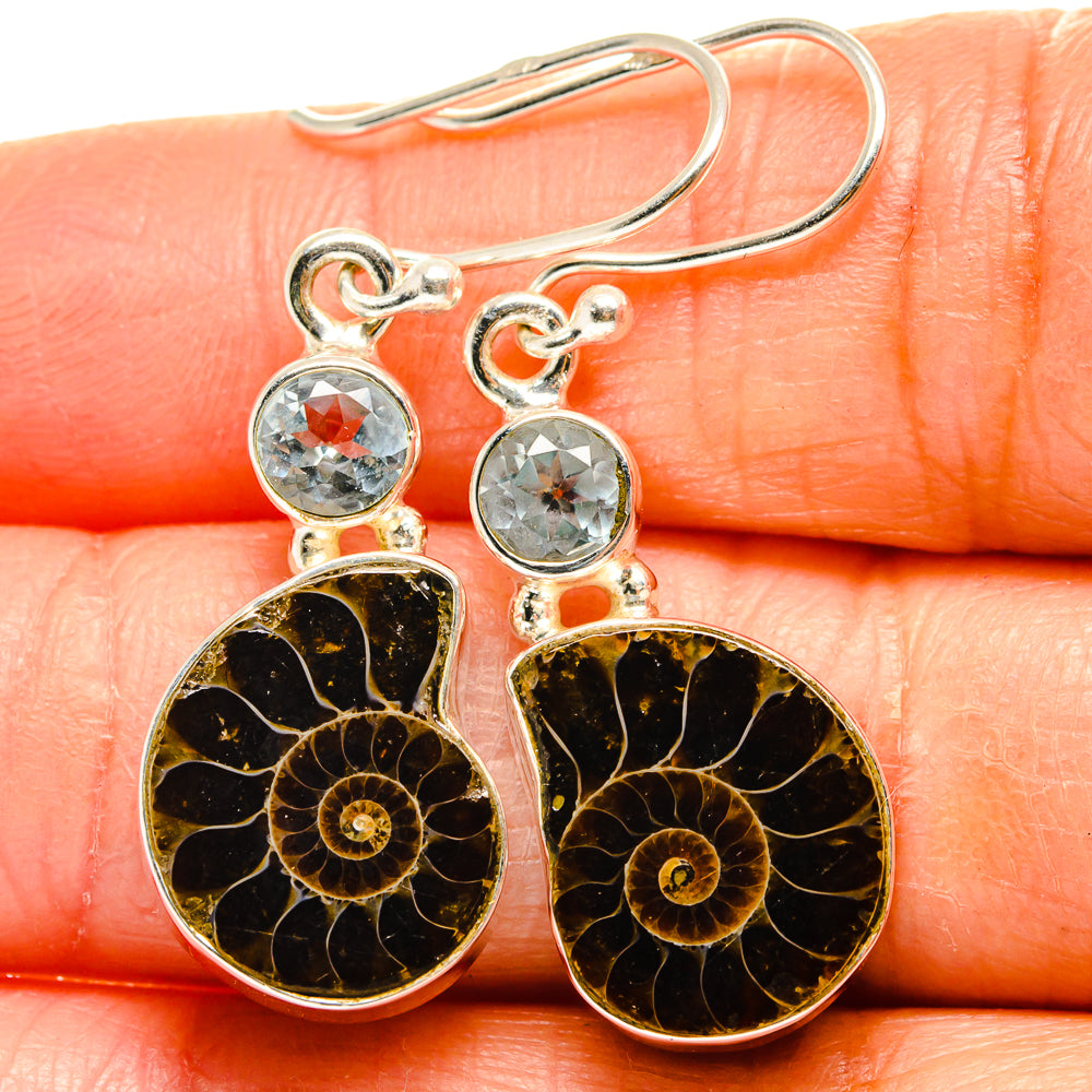 Ammonite Fossil Earrings handcrafted by Anasilvercos - EARR424963