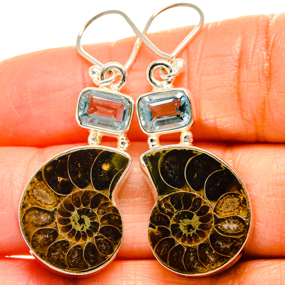 Ammonite Fossil Earrings handcrafted by Anasilvercos - EARR424967