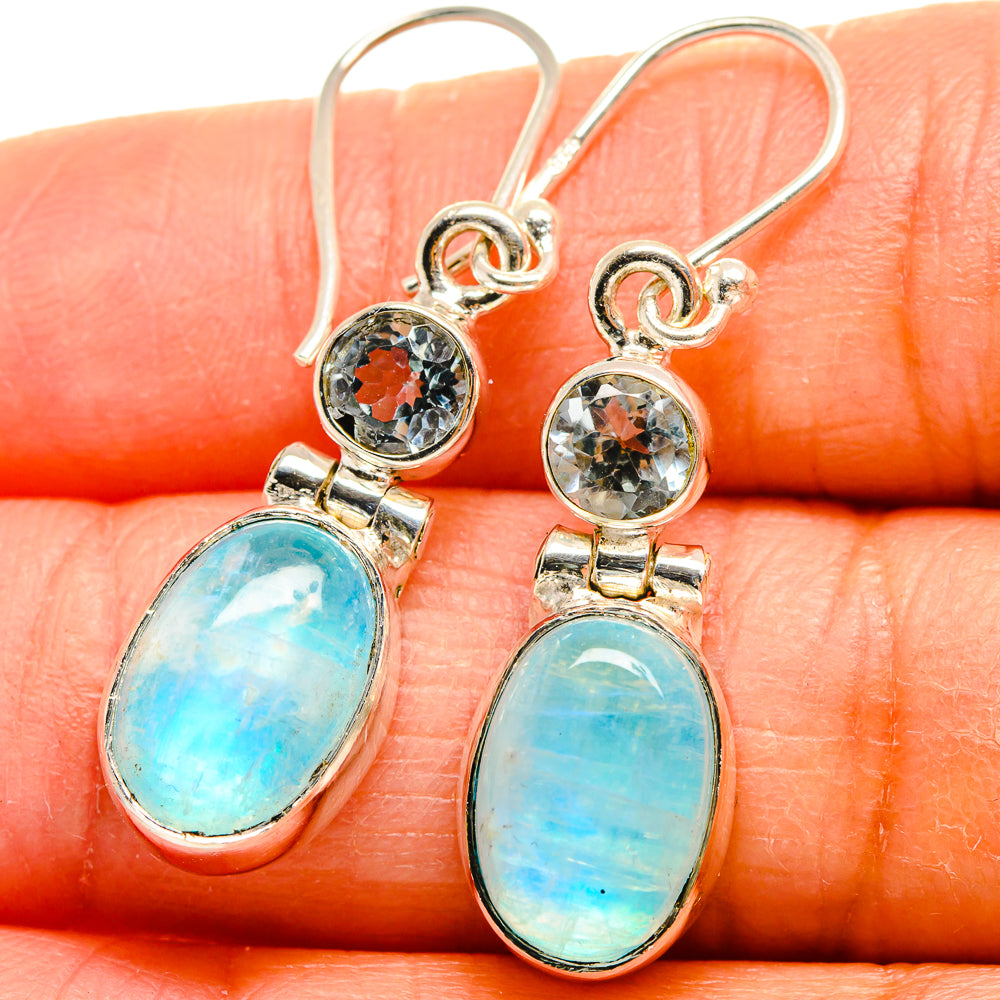Rainbow Moonstone Earrings handcrafted by Anasilvercos - EARR424978