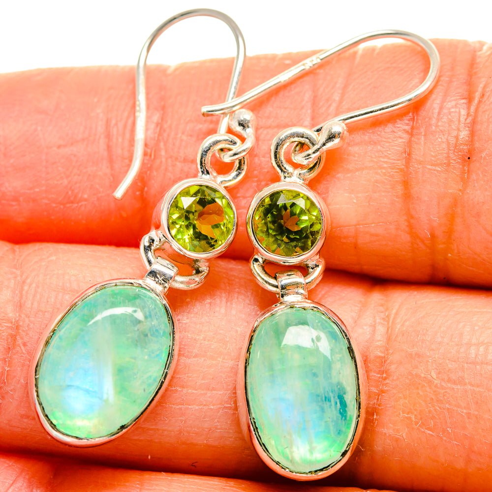 Green Moonstone Earrings handcrafted by Anasilvercos - EARR424980