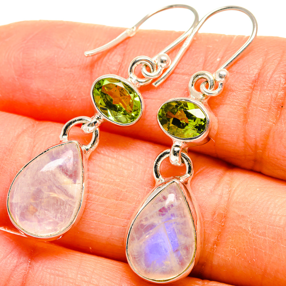 Rainbow Moonstone Earrings handcrafted by Anasilvercos - EARR424981