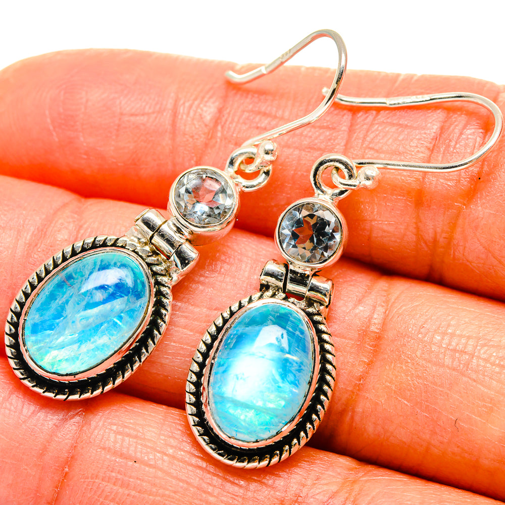 Rainbow Moonstone Earrings handcrafted by Anasilvercos - EARR424984