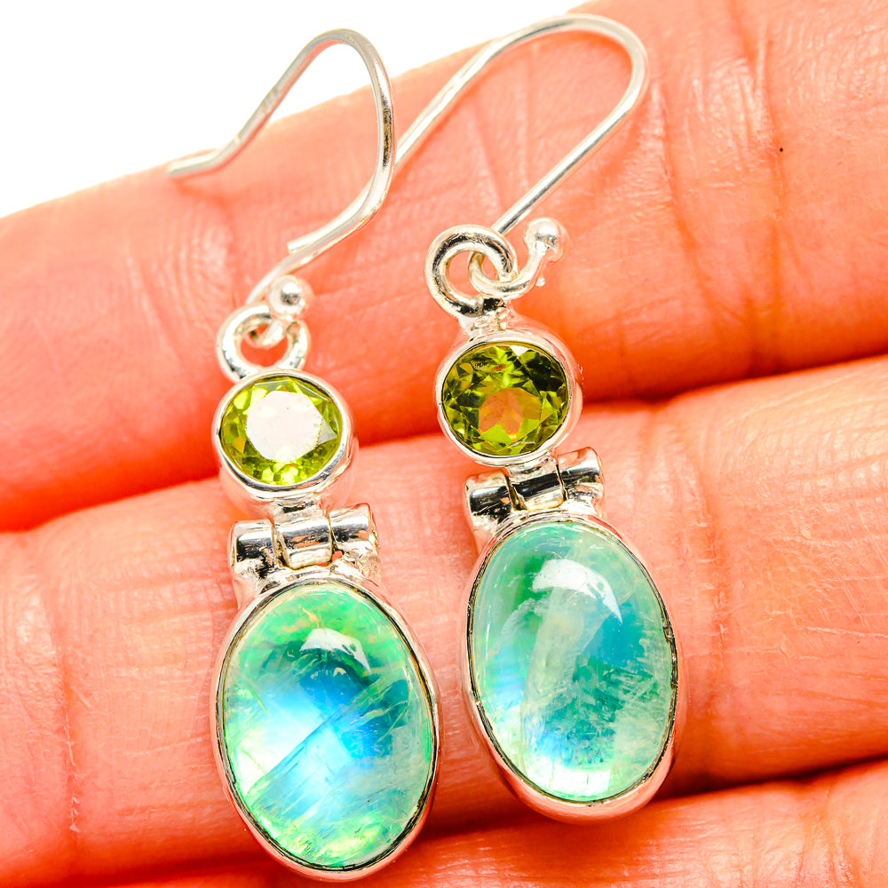 Green Moonstone Earrings handcrafted by Anasilvercos - EARR424986