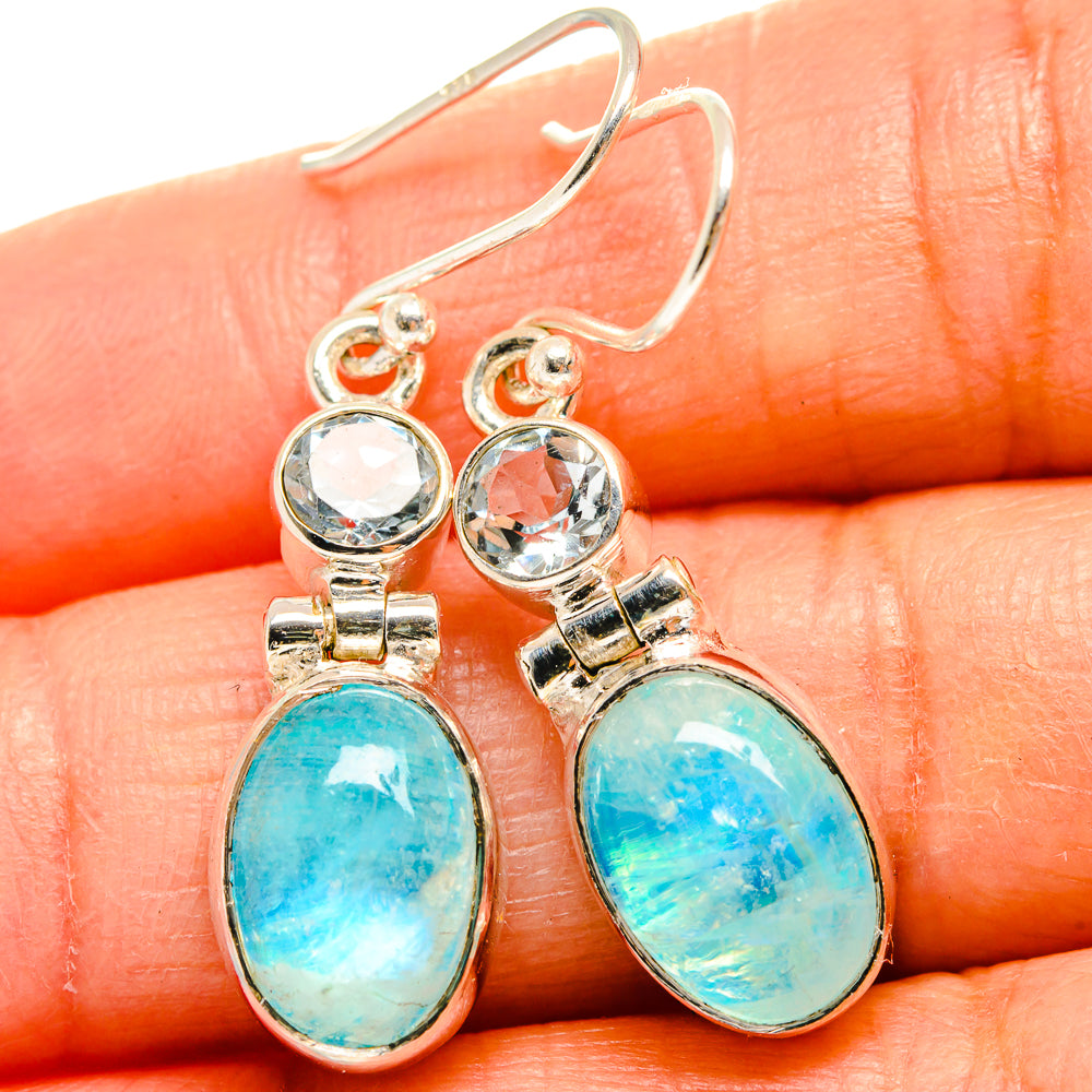 Rainbow Moonstone Earrings handcrafted by Anasilvercos - EARR424992