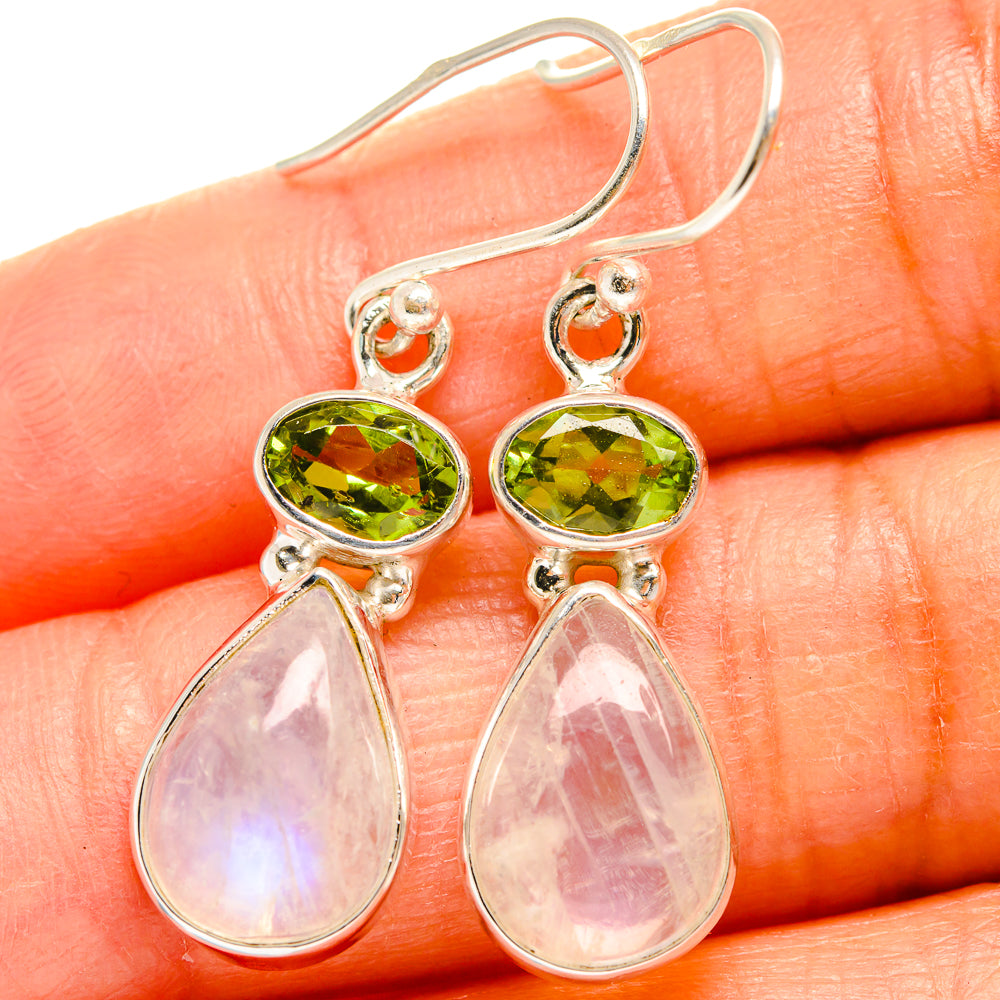 Rainbow Moonstone Earrings handcrafted by Anasilvercos - EARR424994