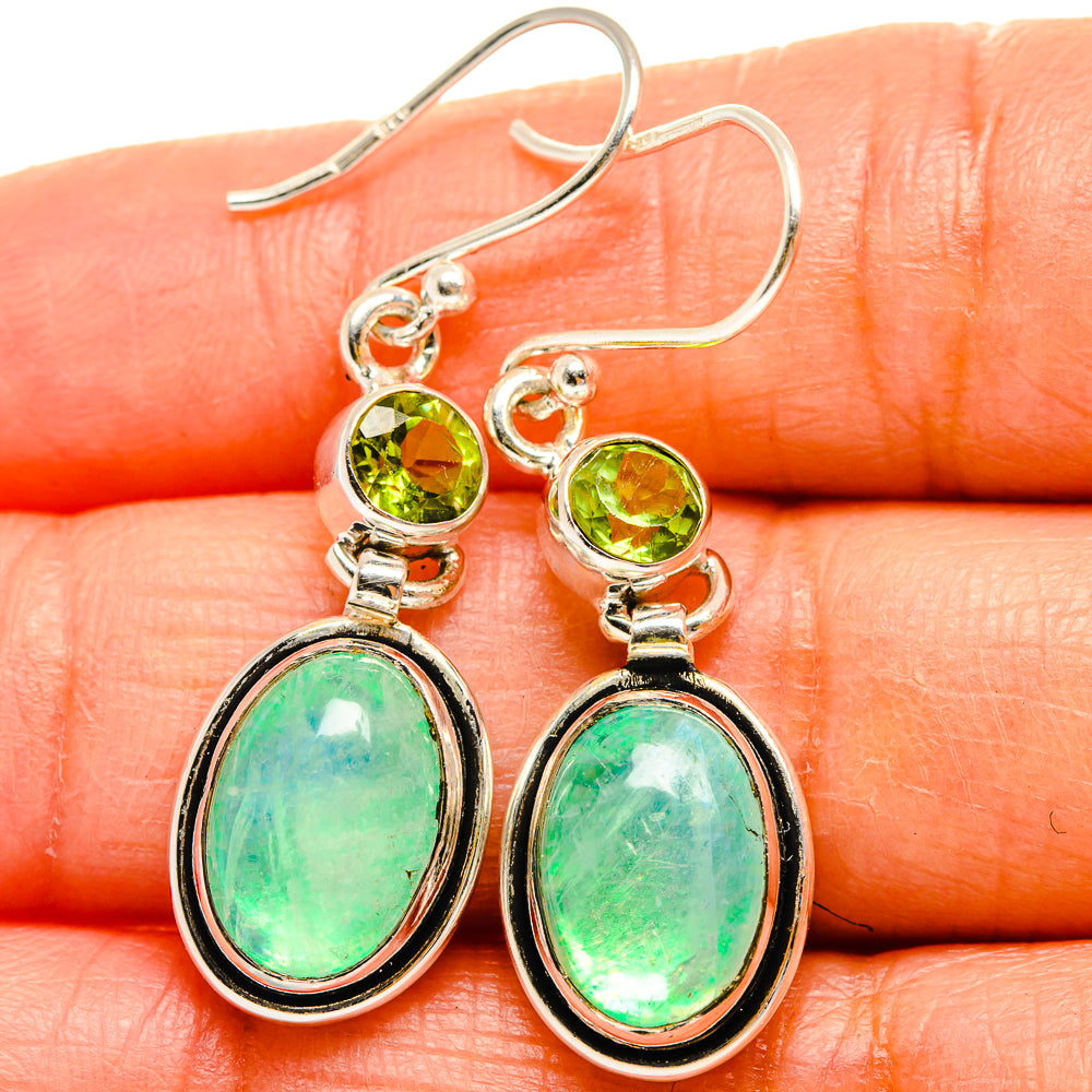 Green Moonstone Earrings handcrafted by Anasilvercos - EARR425001