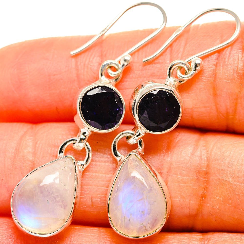 Rainbow Moonstone Earrings handcrafted by Anasilvercos - EARR425002