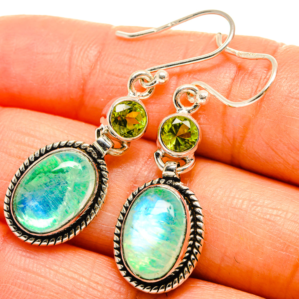 Green Moonstone Earrings handcrafted by Anasilvercos - EARR425008