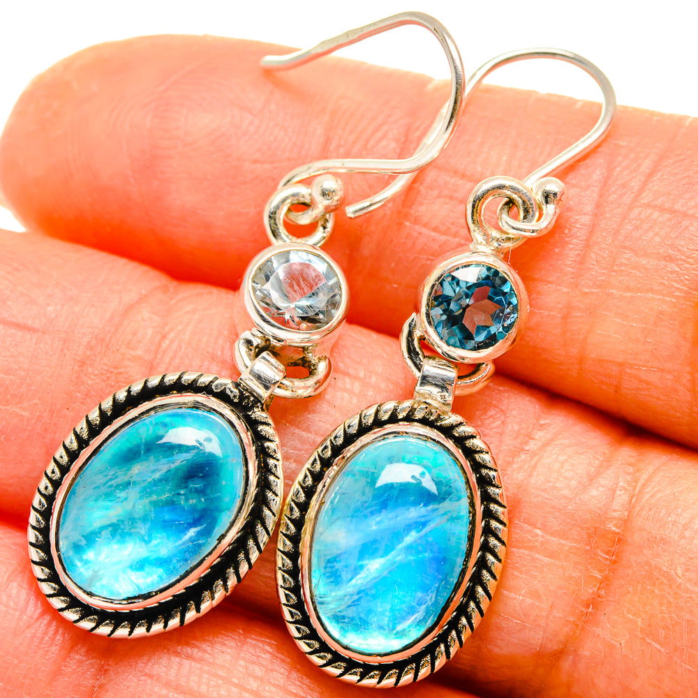Rainbow Moonstone Earrings handcrafted by Anasilvercos - EARR425010