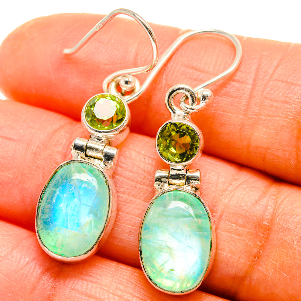 Green Moonstone Earrings handcrafted by Anasilvercos - EARR425012