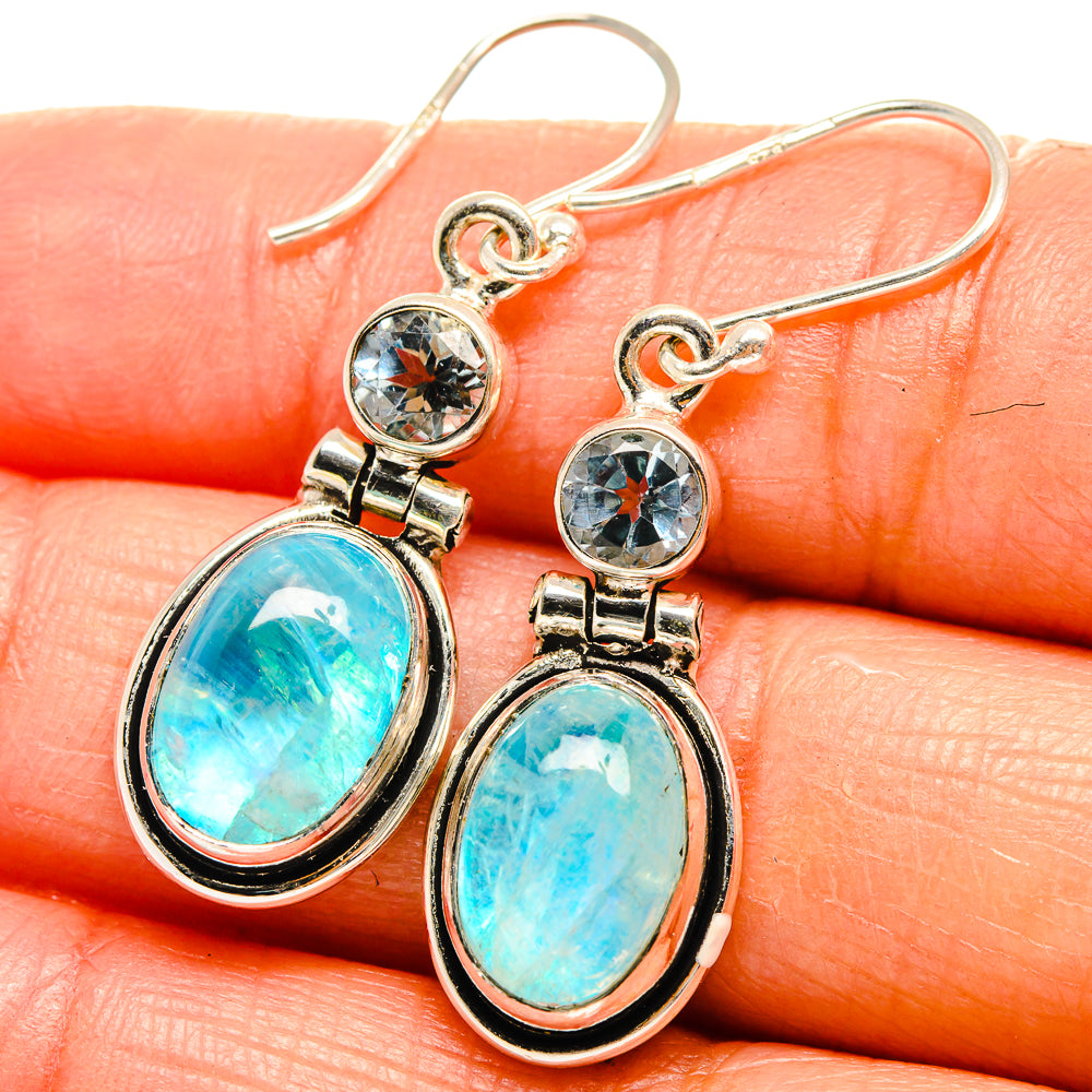 Rainbow Moonstone Earrings handcrafted by Anasilvercos - EARR425014