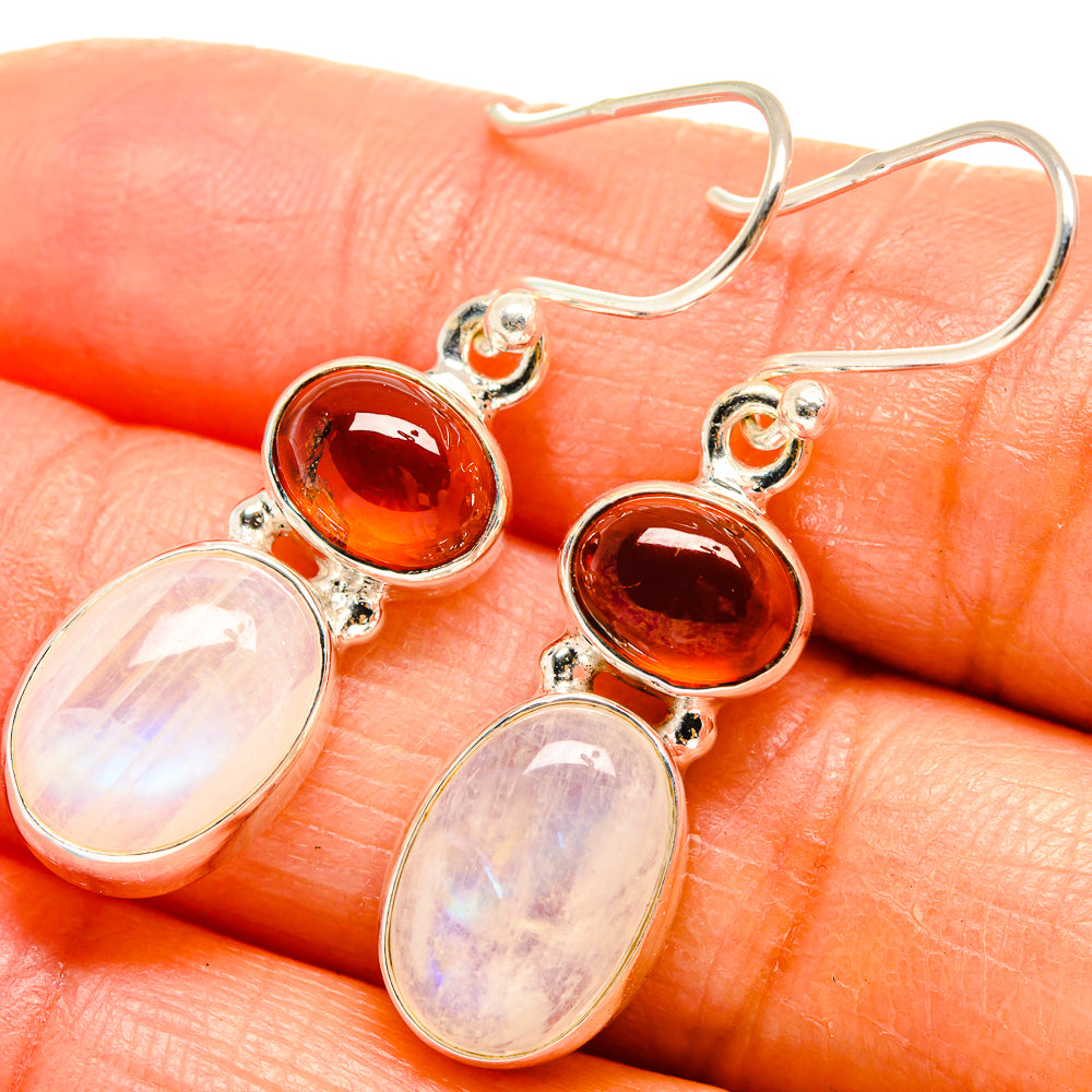 Rainbow Moonstone Earrings handcrafted by Anasilvercos - EARR425015