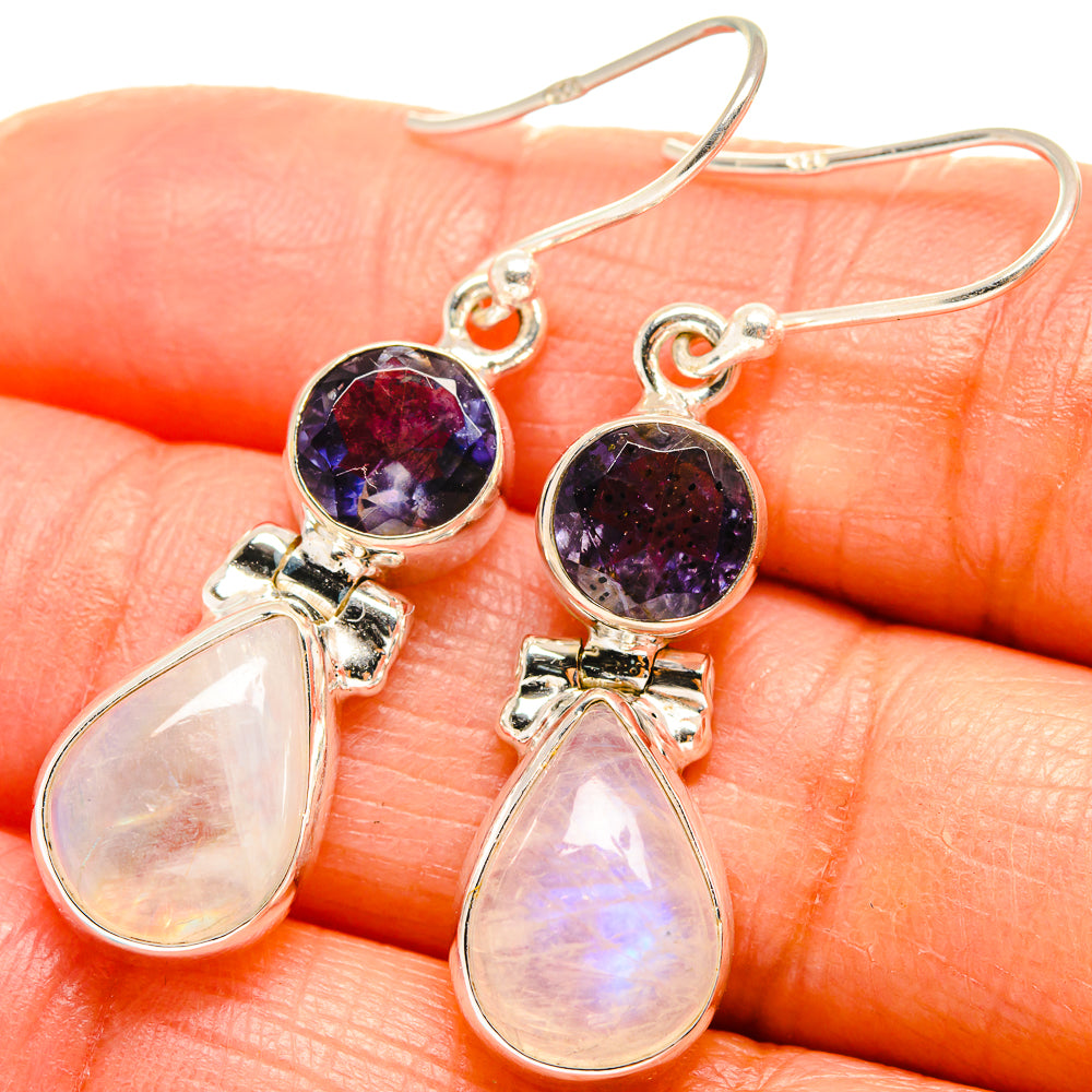 Rainbow Moonstone Earrings handcrafted by Anasilvercos - EARR425016