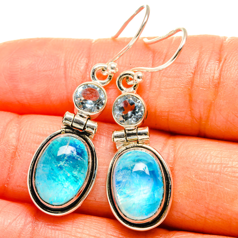 Rainbow Moonstone Earrings handcrafted by Anasilvercos - EARR425017