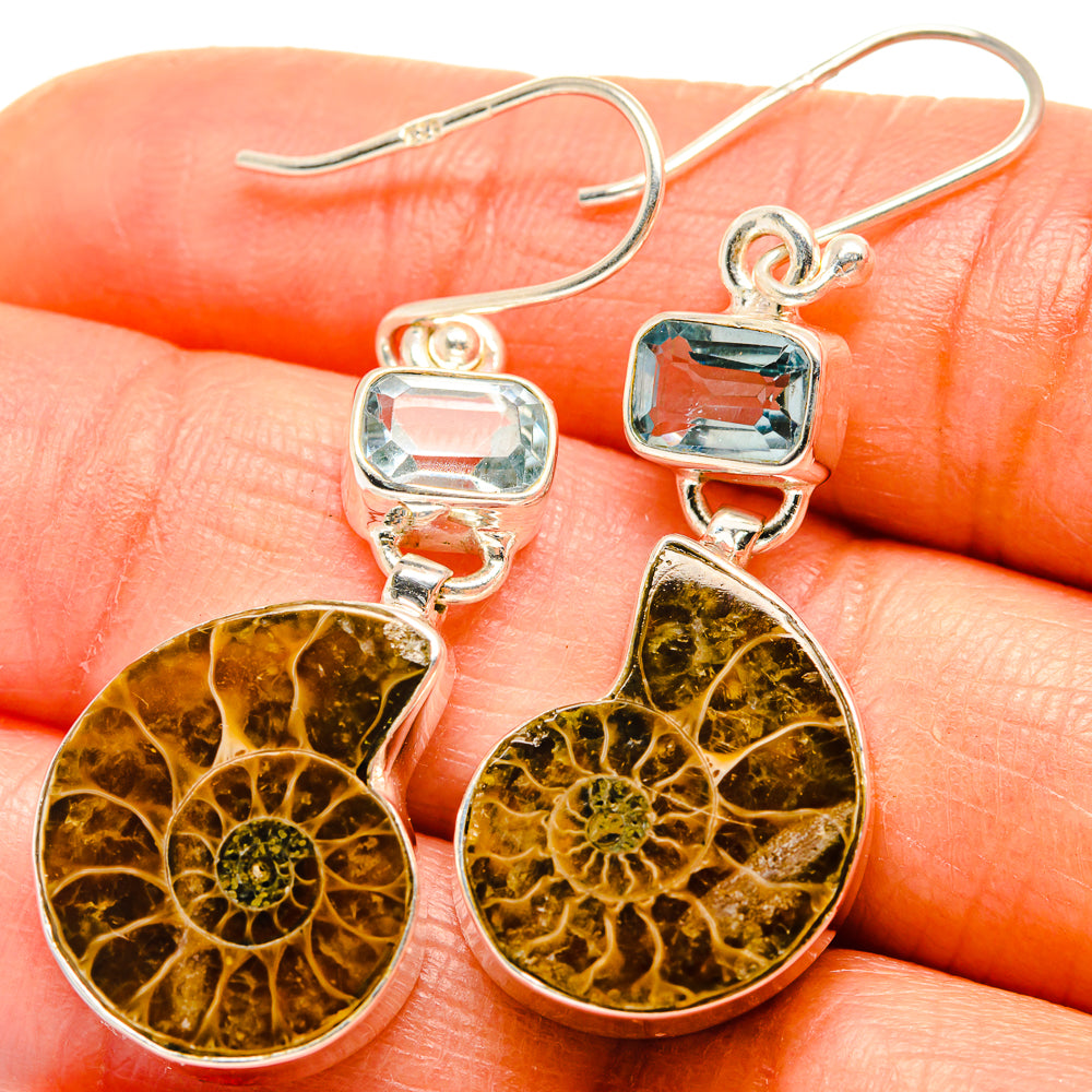 Ammonite Fossil Earrings handcrafted by Anasilvercos - EARR425018