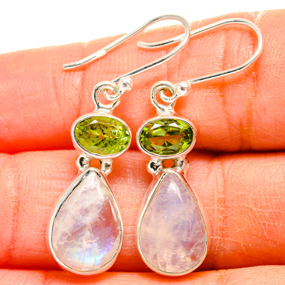 Rainbow Moonstone Earrings handcrafted by Anasilvercos - EARR425026