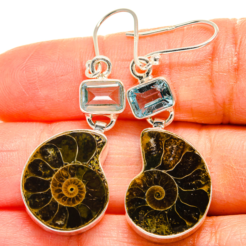 Ammonite Fossil Earrings handcrafted by Anasilvercos - EARR425027