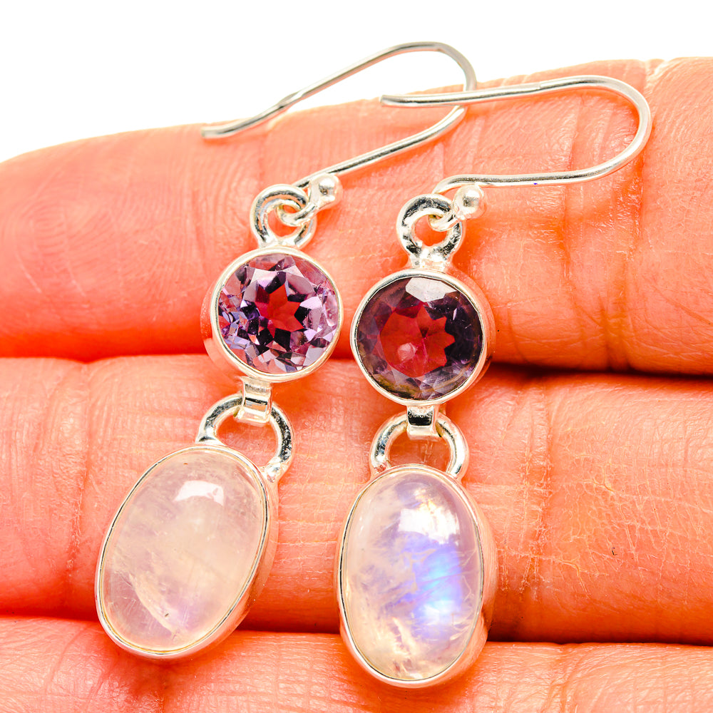 Rainbow Moonstone Earrings handcrafted by Anasilvercos - EARR425029