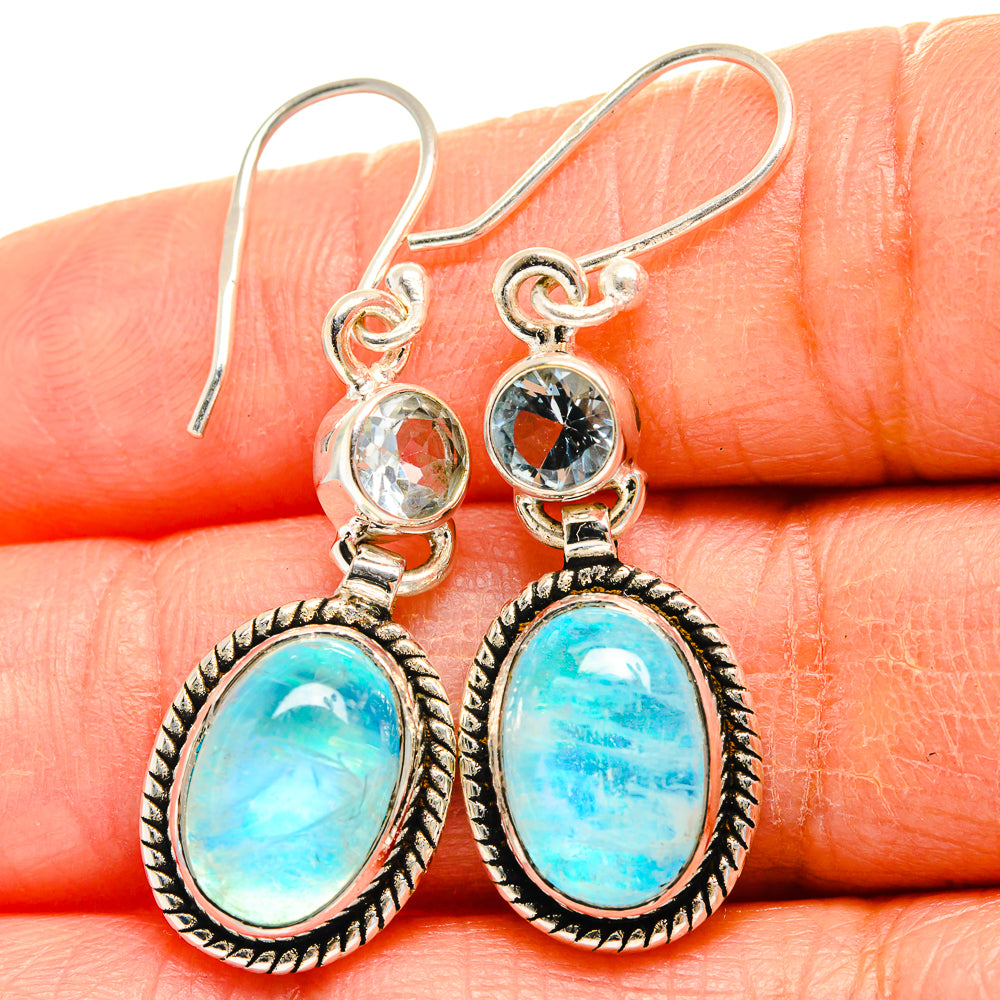 Rainbow Moonstone Earrings handcrafted by Anasilvercos - EARR425033