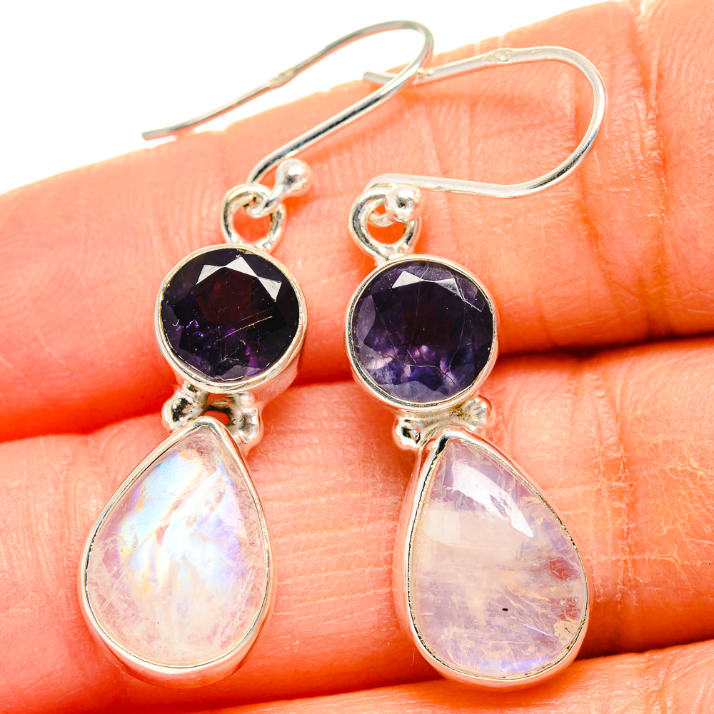 Rainbow Moonstone Earrings handcrafted by Anasilvercos - EARR425035