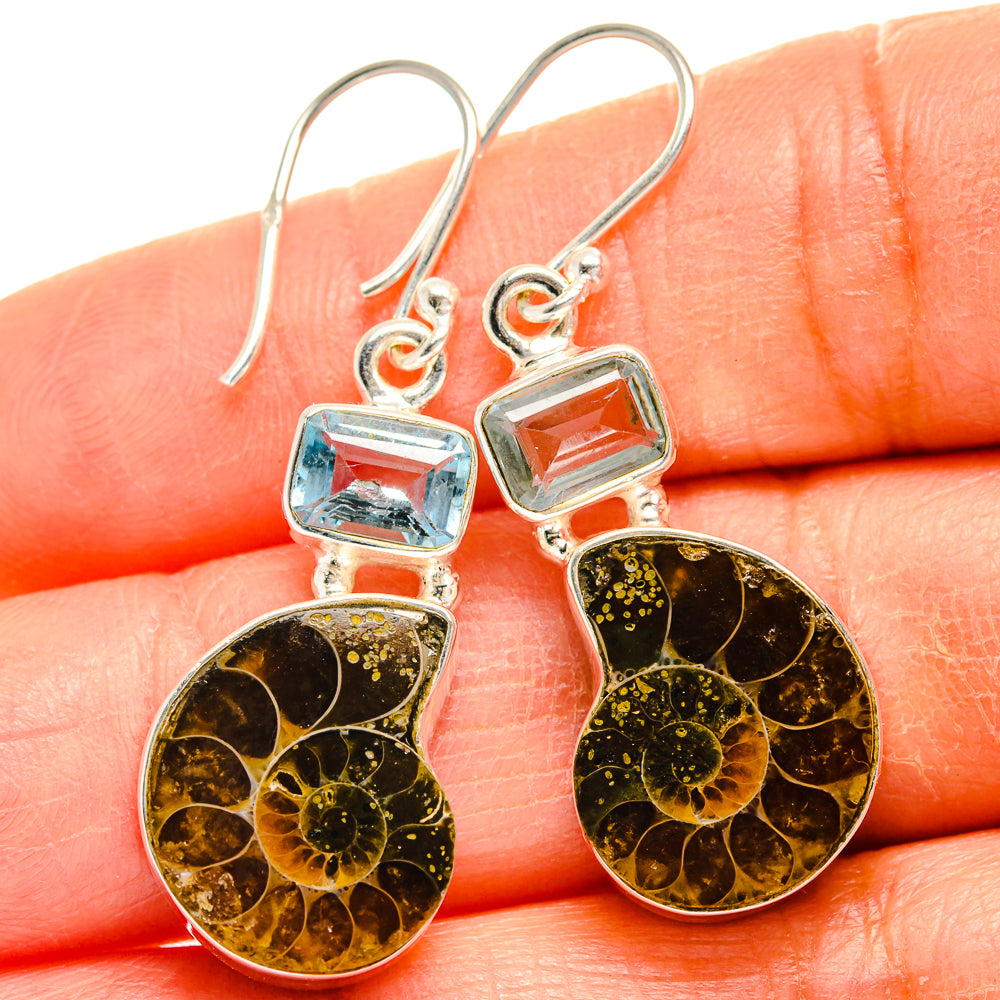 Ammonite Fossil Earrings handcrafted by Anasilvercos - EARR425038