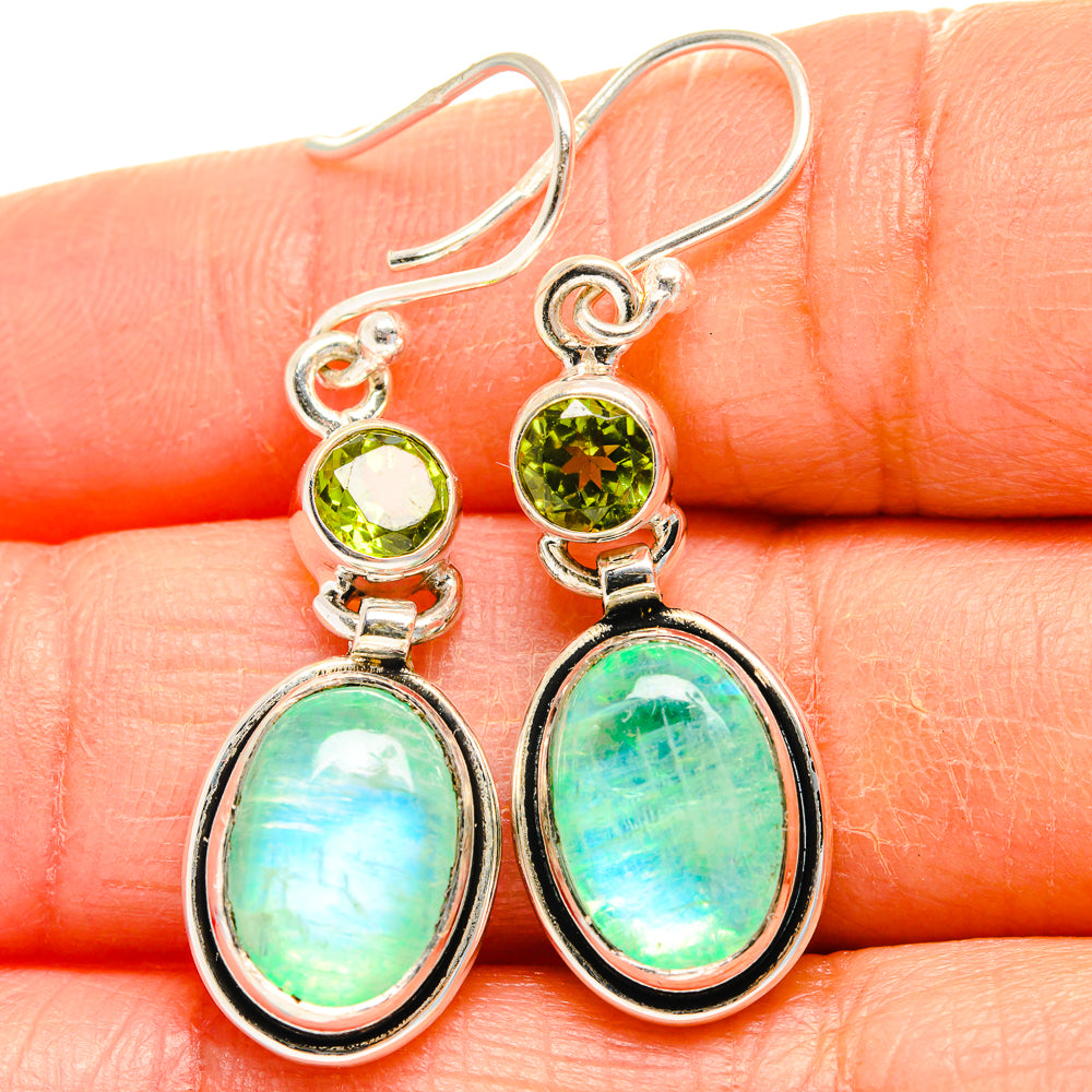 Green Moonstone Earrings handcrafted by Anasilvercos - EARR425039