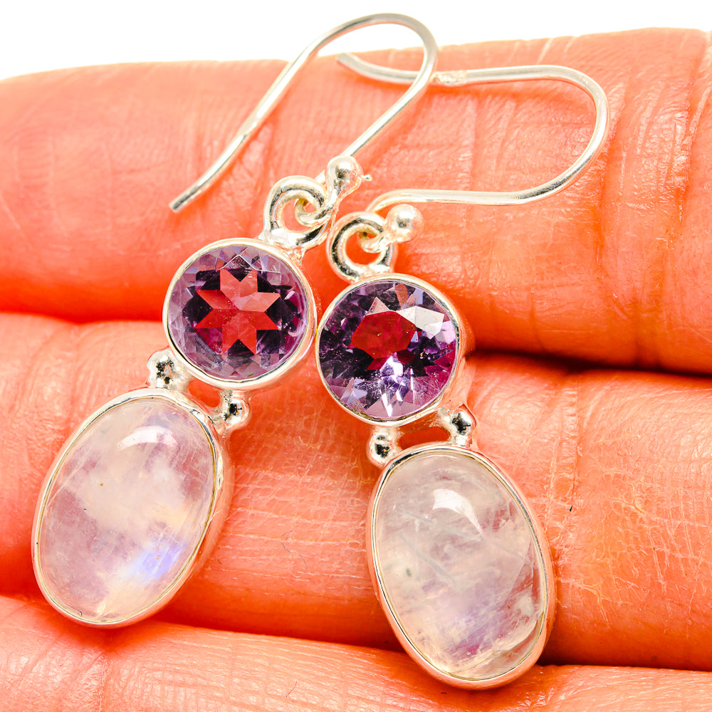 Rainbow Moonstone Earrings handcrafted by Anasilvercos - EARR425053