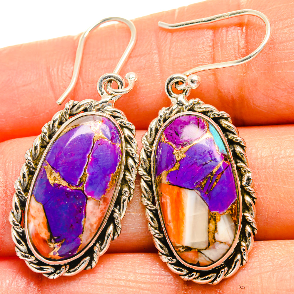 Spiny Oyster Turquoise Earrings handcrafted by Anasilvercos - EARR425054