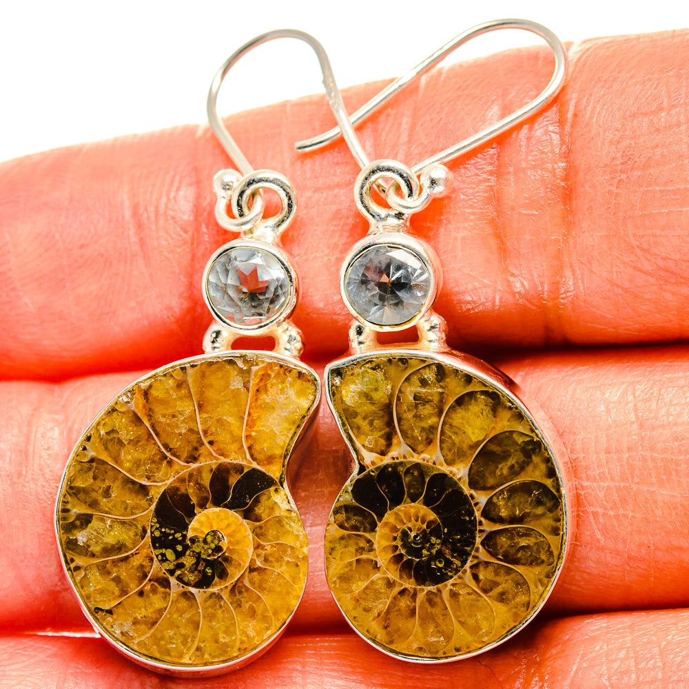 Ammonite Fossil Earrings handcrafted by Anasilvercos - EARR425056