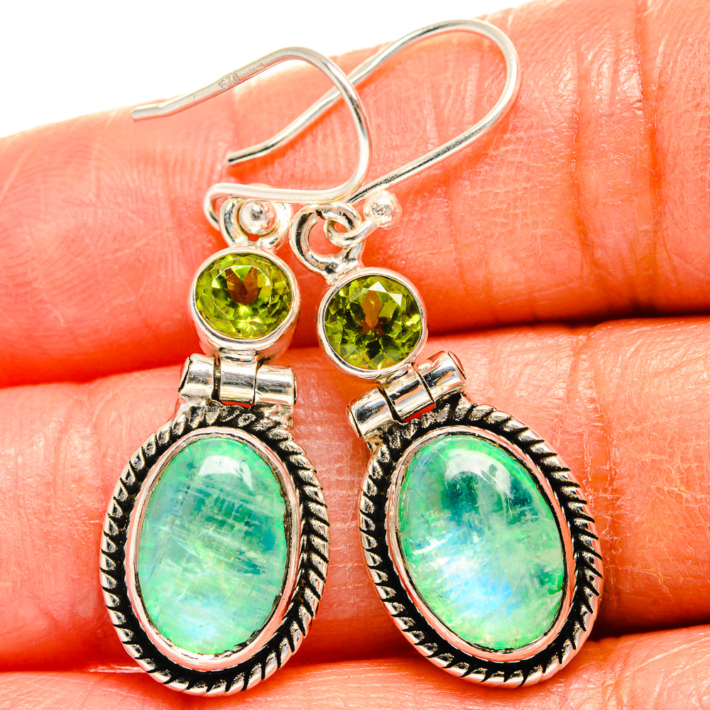 Green Moonstone Earrings handcrafted by Anasilvercos - EARR425057