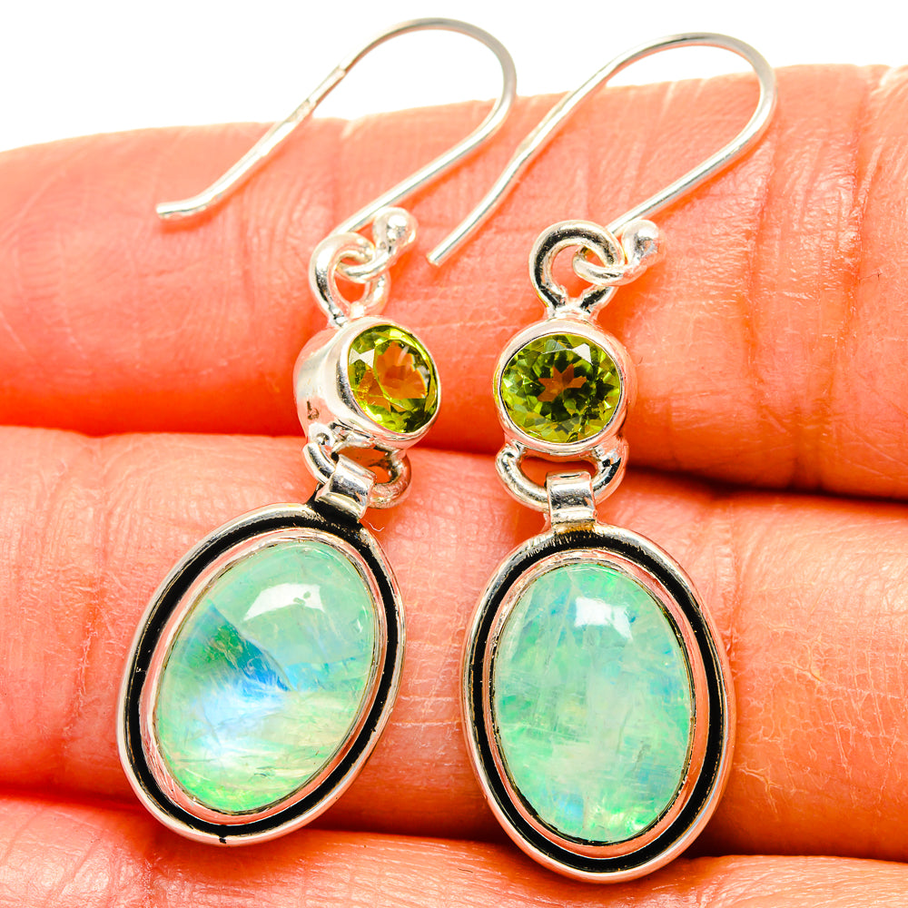 Green Moonstone Earrings handcrafted by Anasilvercos - EARR425061