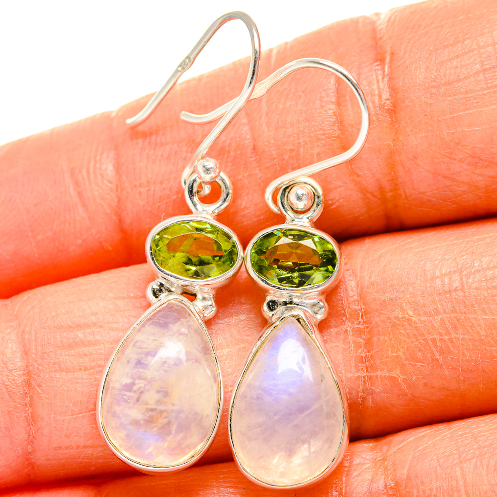 Rainbow Moonstone Earrings handcrafted by Anasilvercos - EARR425067