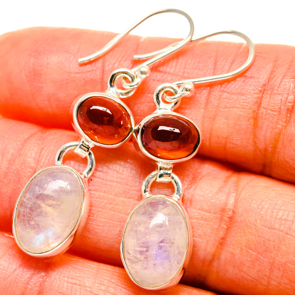 Rainbow Moonstone Earrings handcrafted by Anasilvercos - EARR425073