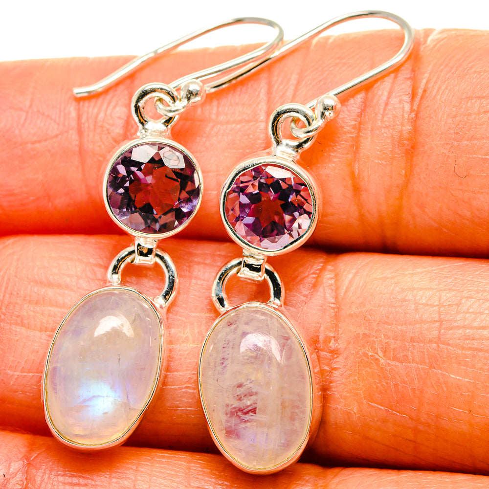 Rainbow Moonstone Earrings handcrafted by Anasilvercos - EARR425078