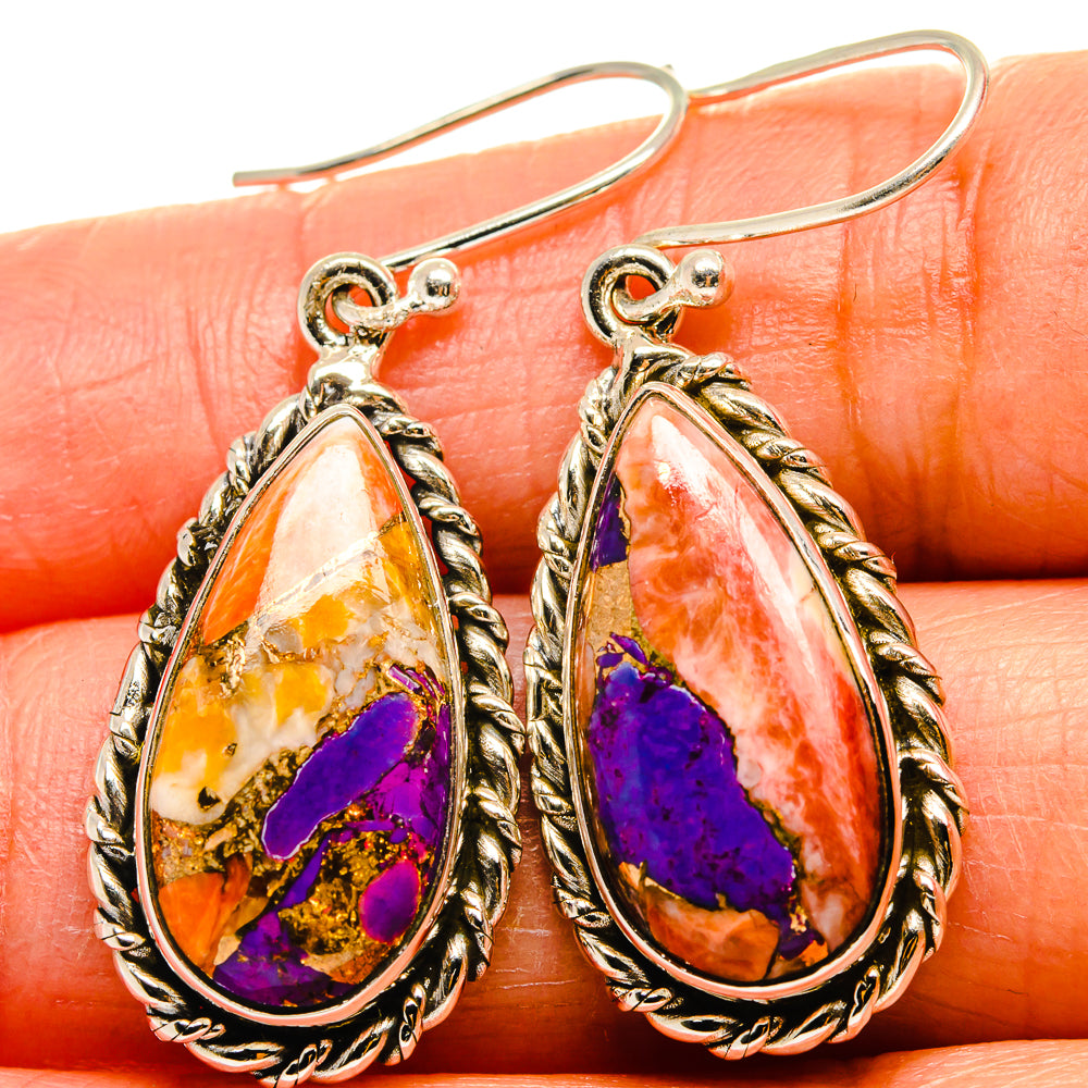 Spiny Oyster Turquoise Earrings handcrafted by Anasilvercos - EARR425080