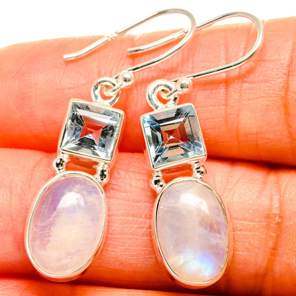 Rainbow Moonstone Earrings handcrafted by Anasilvercos - EARR425081