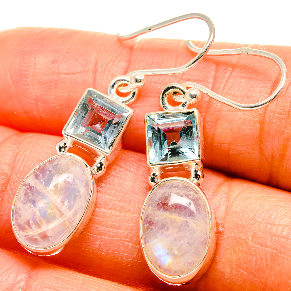 Rainbow Moonstone Earrings handcrafted by Anasilvercos - EARR425083