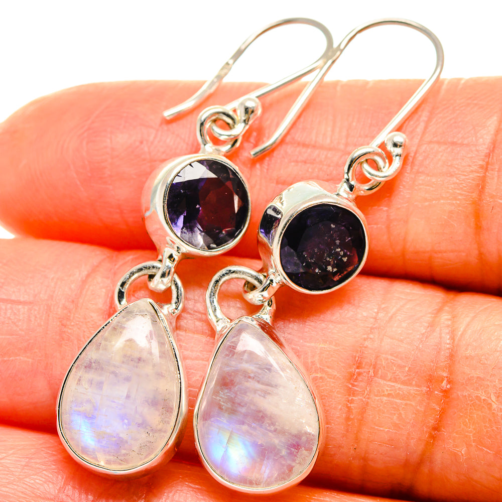 Rainbow Moonstone Earrings handcrafted by Anasilvercos - EARR425086
