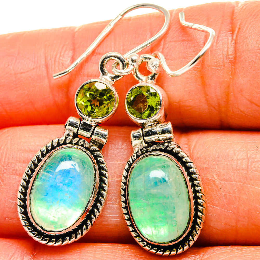 Green Moonstone Earrings handcrafted by Anasilvercos - EARR425092