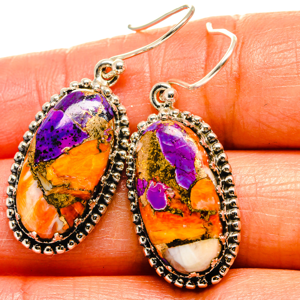 Spiny Oyster Turquoise Earrings handcrafted by Anasilvercos - EARR425093