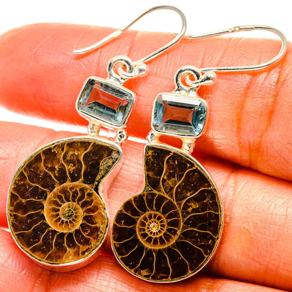 Ammonite Fossil Earrings handcrafted by Anasilvercos - EARR425095