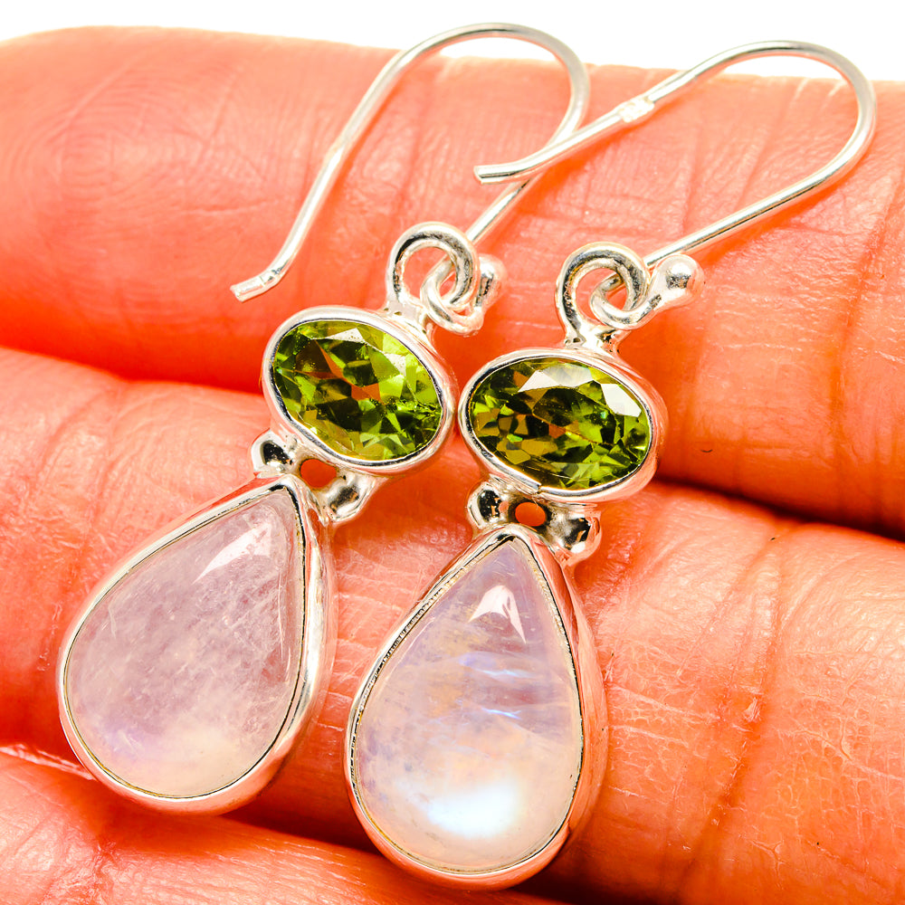 Rainbow Moonstone Earrings handcrafted by Anasilvercos - EARR425104