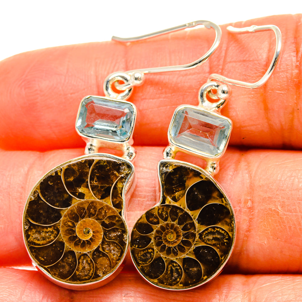 Ammonite Fossil Earrings handcrafted by Anasilvercos - EARR425114
